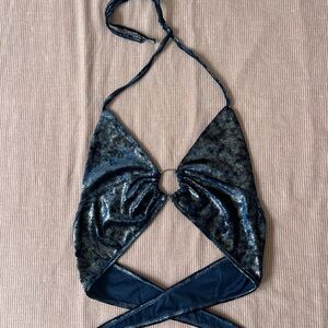 Blue Velvet Halter Top